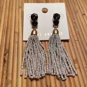 Black gem pearlized seed bead dangle earrings bead dangle boho elegant earrings